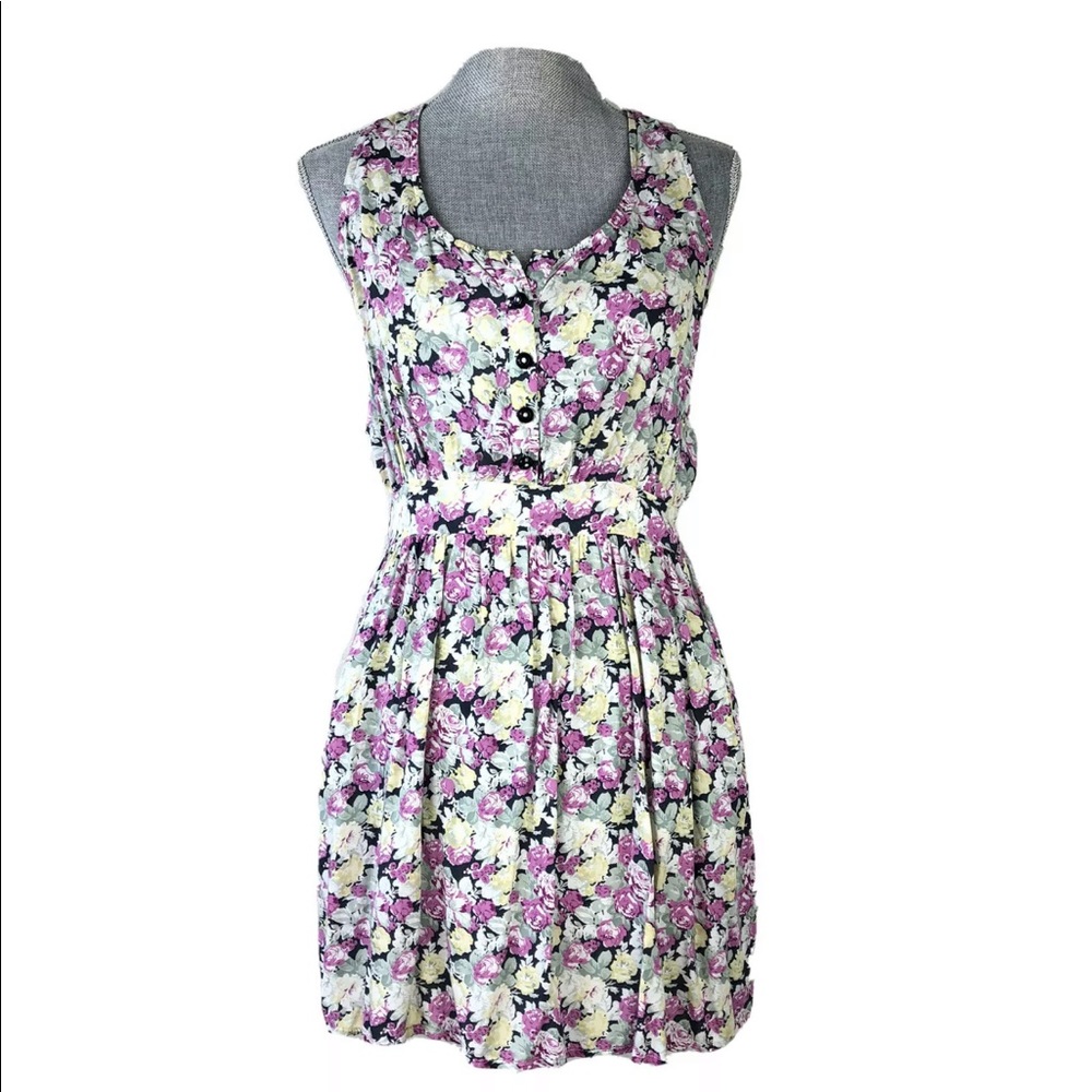 Sidecca Floral Dress Open Back Button Front Top